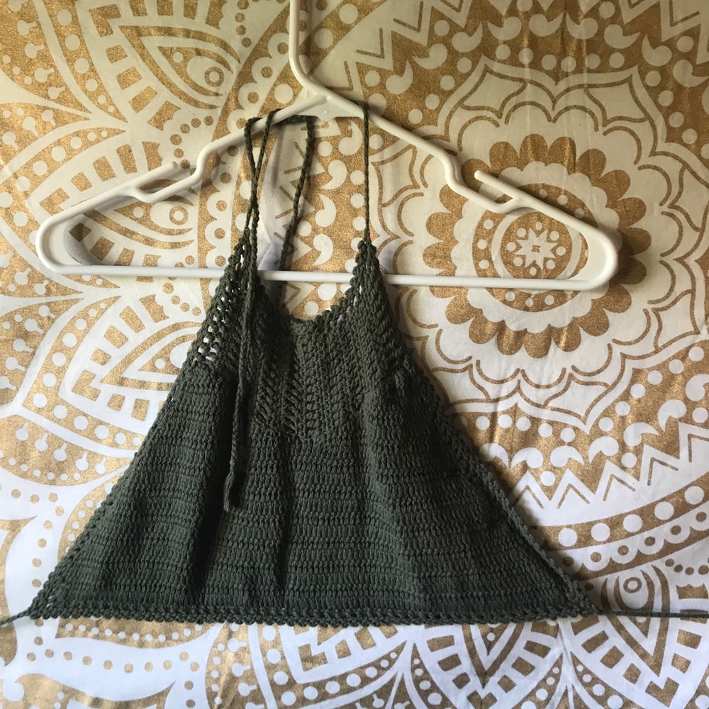 Olive Green Knitted Halter Top